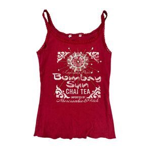 Abercrombie & Fitch Vintage 90s Baby Tee Sequin Lace Trim Cami Burgundy Size XS